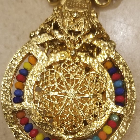 RARE RUNWAY STATEMENT JOSE MARIA BARRERA GOLD SUN CRYSTAL STONE STRAND NECKLACE - Picture 2 of 15